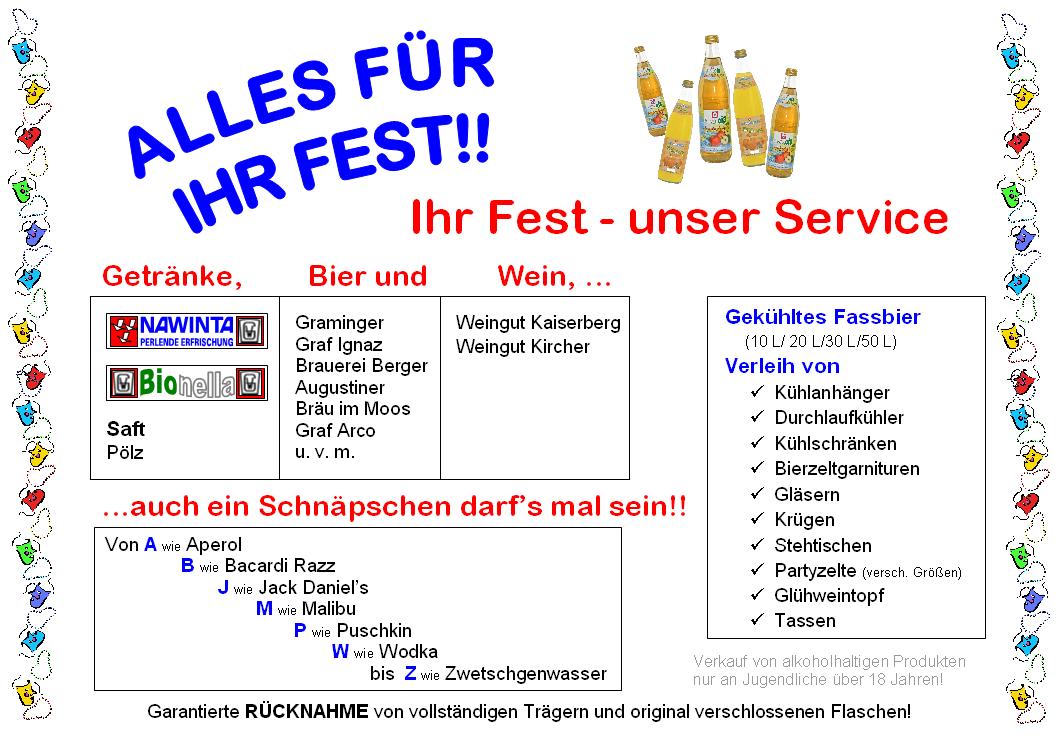 Partyservice, Spirituosen, Ihr Fest